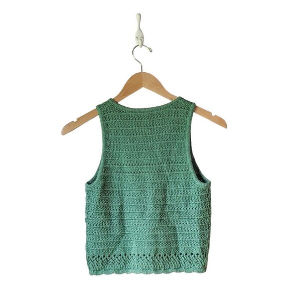 Madewell NWT Kellen Crocheted Crop Sweater Tank with Scalloped Hem, XS Green - Picture 6 of 10